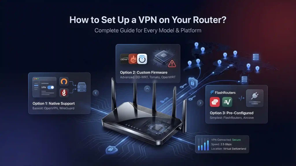 How to set up the best VPN for router using native support, custom firmware like DD-WRT, or pre-configured options like FlashRouters