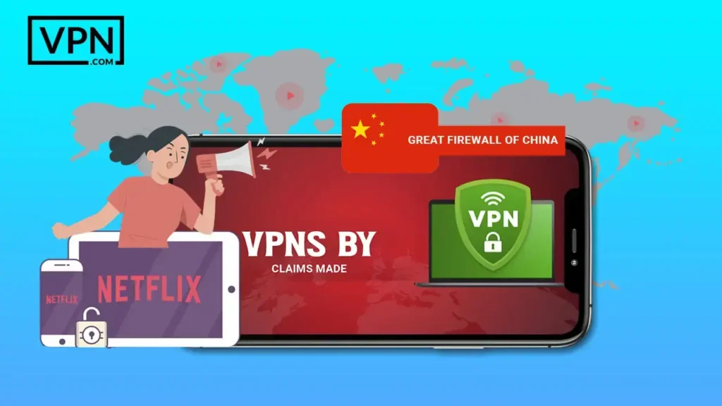 a woman holding a megaphone and a laptop showing VPNs By Claims Made