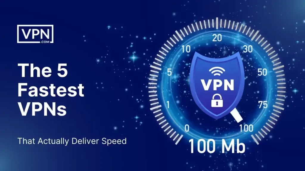 the 5 fastest vpns banner with speedometer graphic