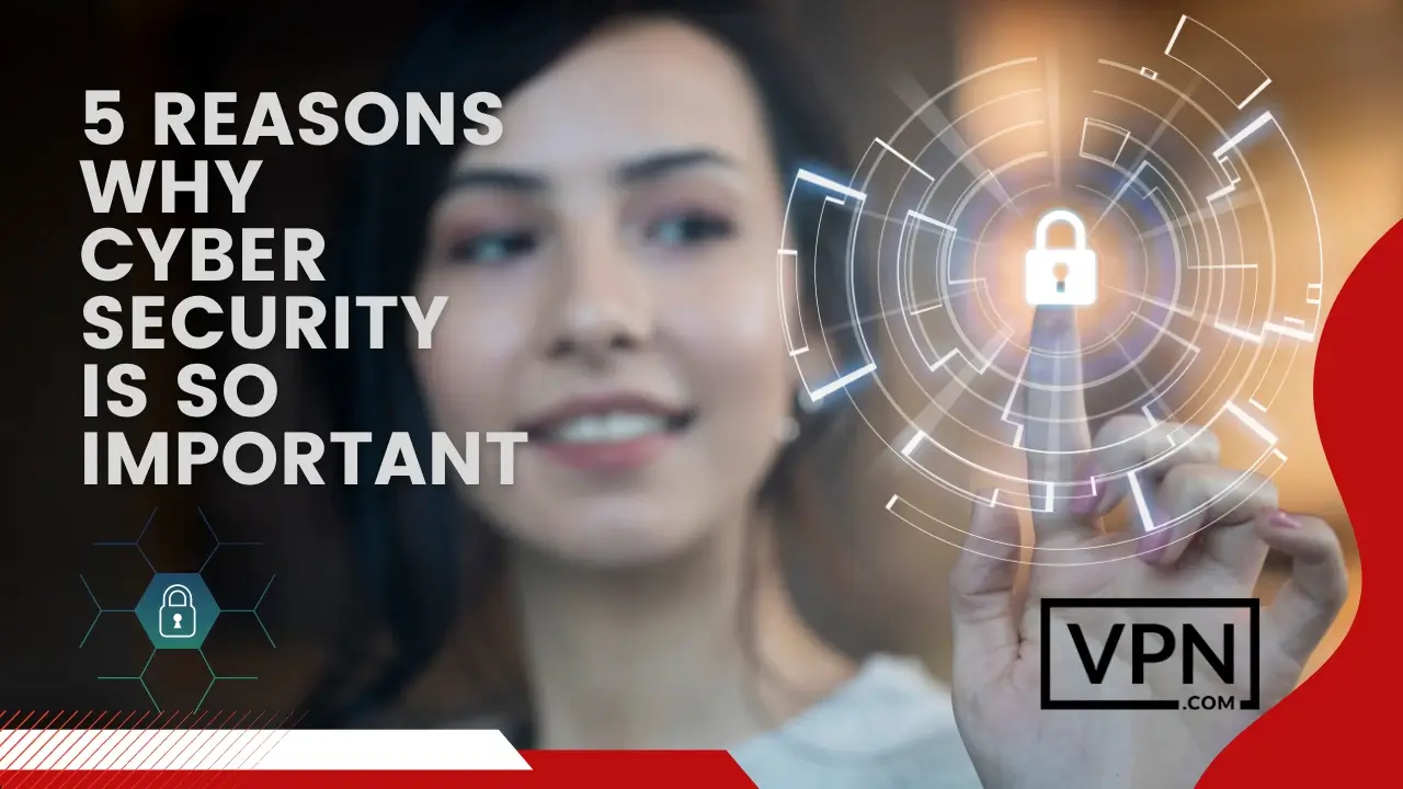 Texten i bilden lyder: 5 skäl till varför cybersäkerhet är så viktigt och beskriver helt och hållet vikten av cybersäkerhet.