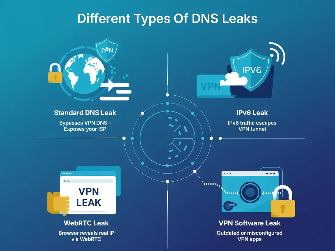Different Types Of DNS Leaks Different types of DNS leaks explained with VPN with DNS leak protection solutions