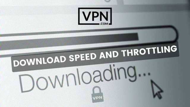 The image shows how VPN protects torrenting and the text in the image says,  download speed and throttling