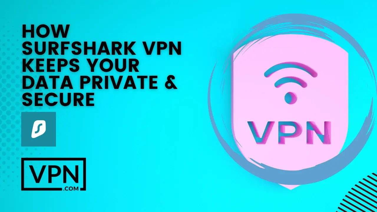 The text in the image says, how Surfshark VPN keeps your data private and secure