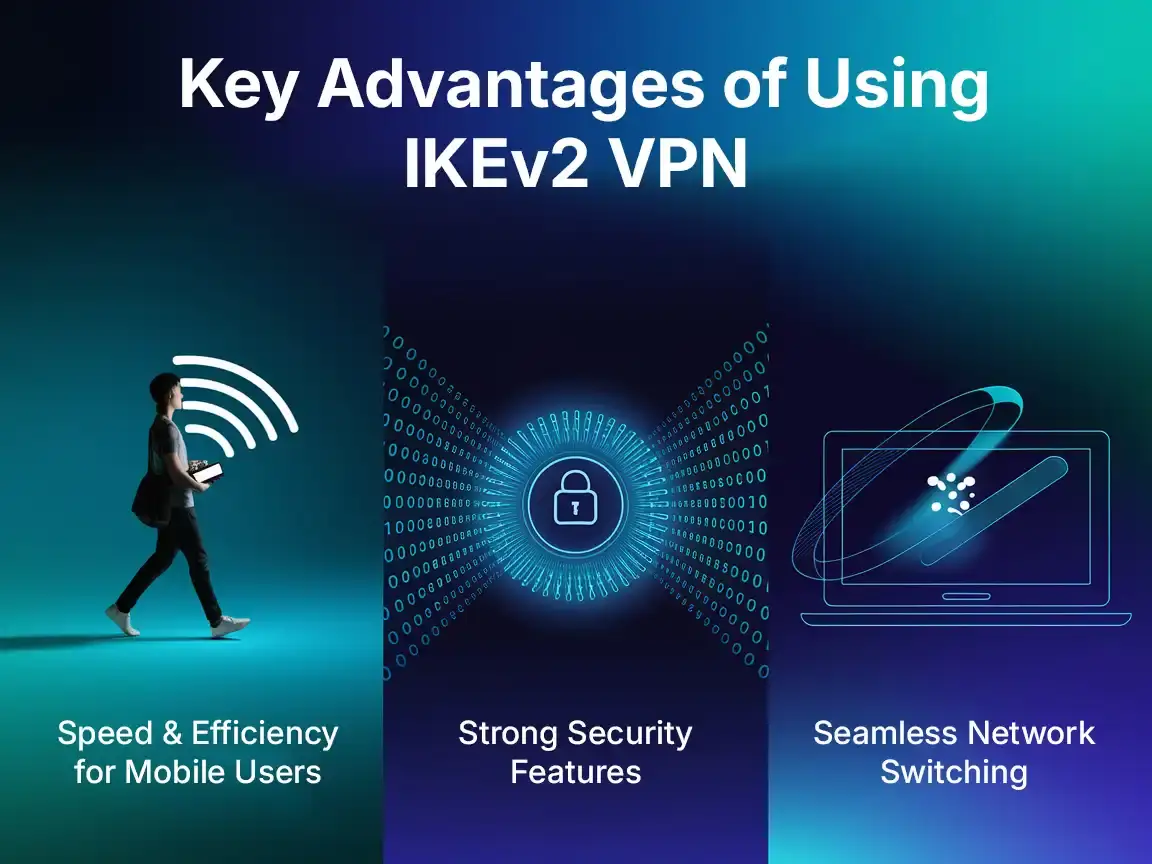 Key Advantages of Using IKEv2 VPN Key advantages of IKEv2 VPN: speed, security, and seamless network switching