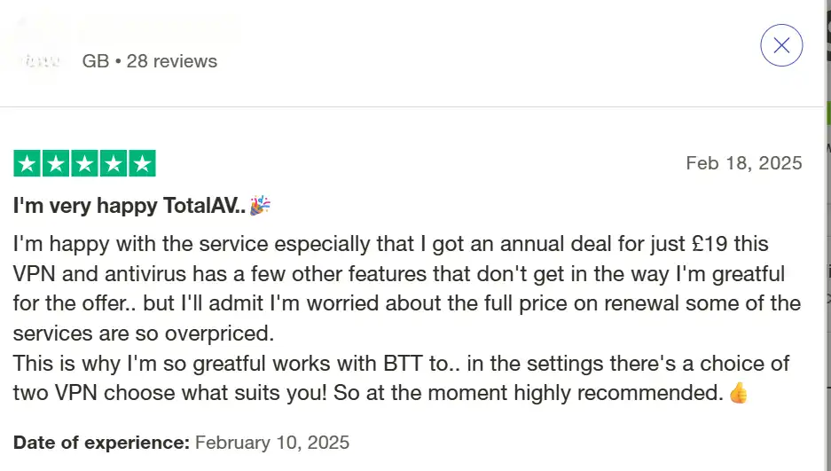 Matthew Sutton shares his deal on Total VPN for Chrome, happy with VPN and antivirus combo