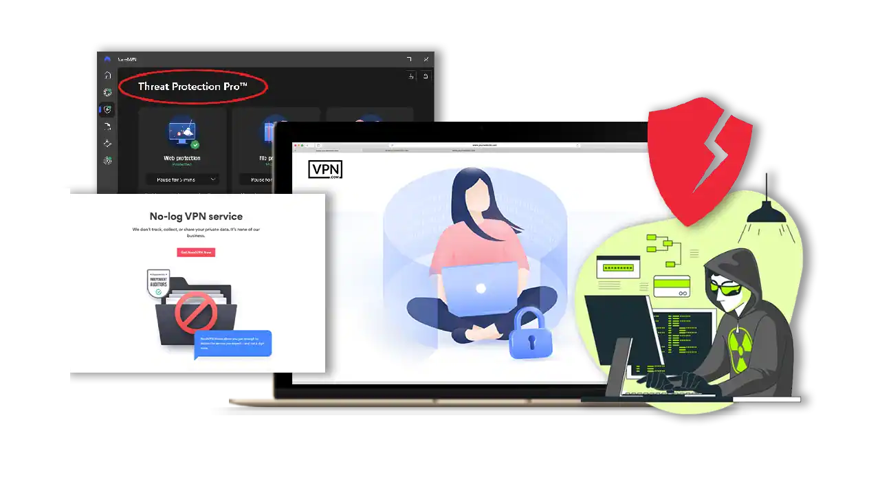NordVPNs Data Privacy Policies and User Data Management a computer screen with a woman sitting on the floor showing NordVPN Data Privacy Policies and User Data Management