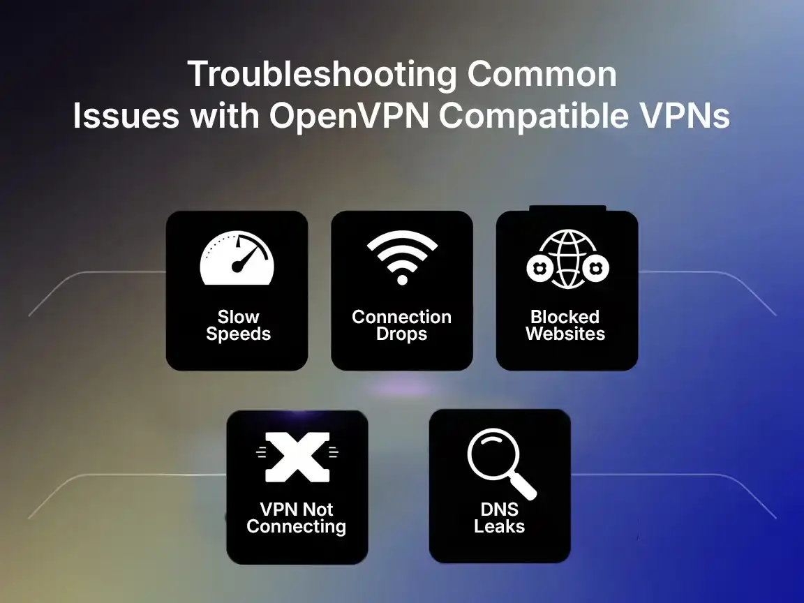 Common problems with VPN for OpenVPN such as slow speeds, drops, and DNS leaks