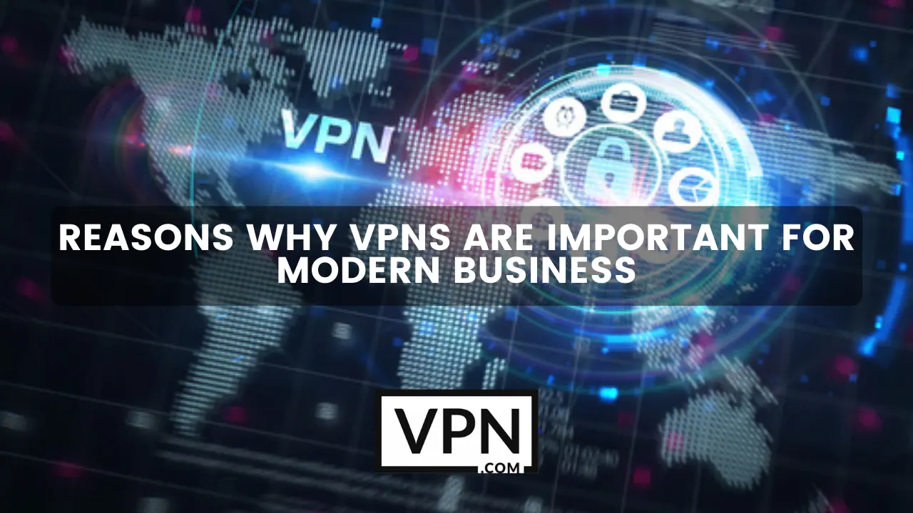 The text in the image says, reasons why VPNs are important for modern business
