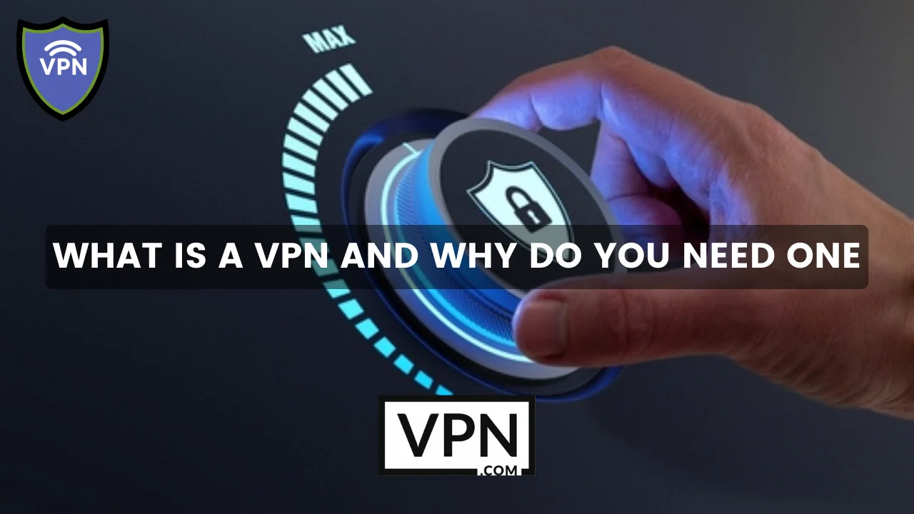 The text in the image says, what is Virtual Private Network and why you want one. The background of the image shows a speedo meter of a VPN working