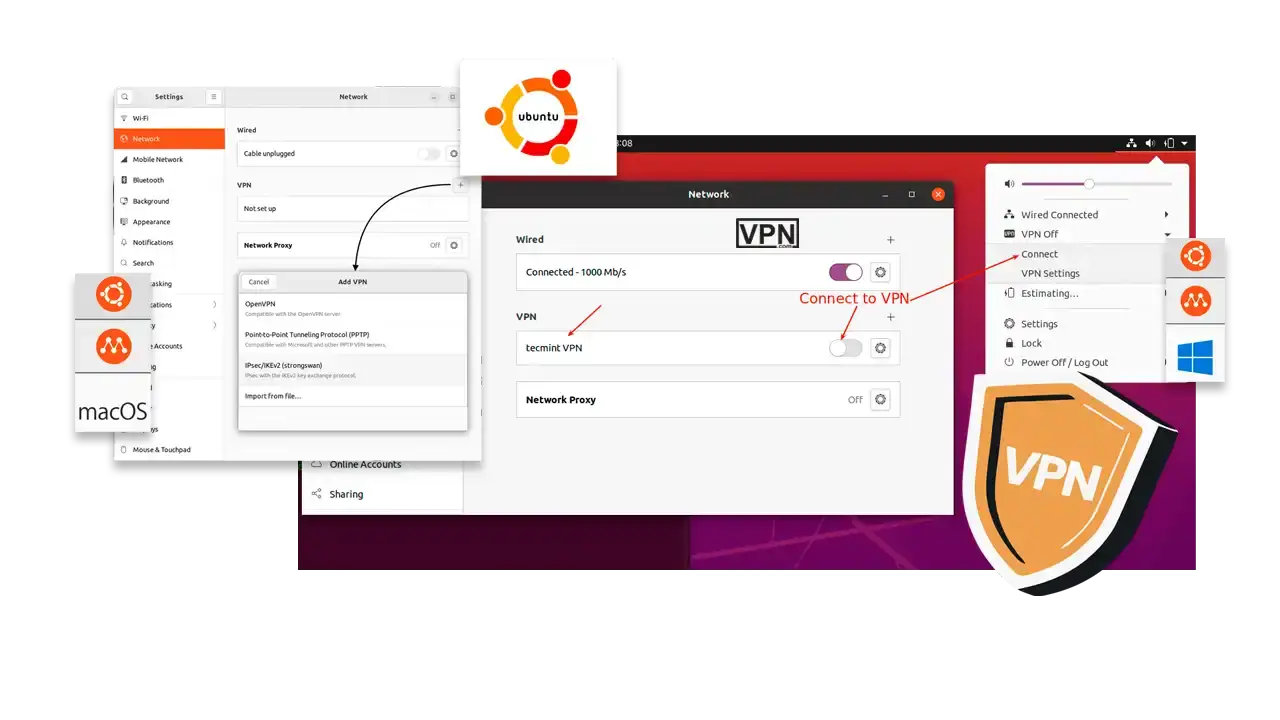 VPN Providers that support Ubuntu Distribution VPN setup on Ubuntu distribution screen showing VPN configuration options. Primary keyword: ubuntu distribution compatible vpns