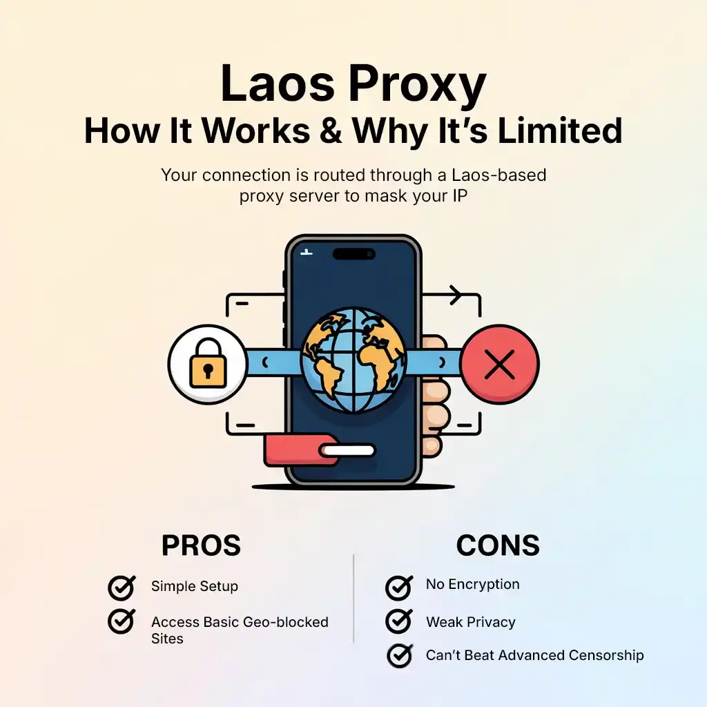What is a Laos Proxy and How Does It Work Overview of how a Laos proxy works and its limitations compared to a Laos VPN
