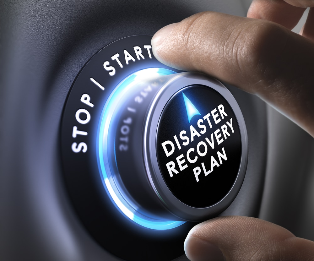 Botão de início do plano de recuperação de desastres