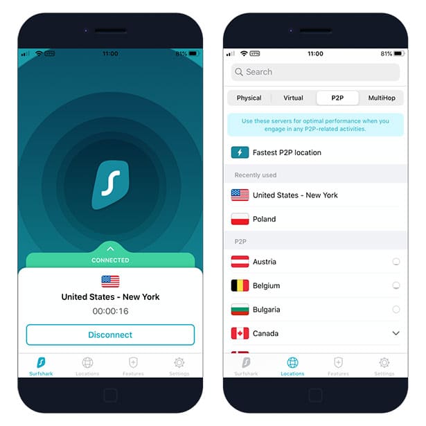 Surfshark VPN iOS app