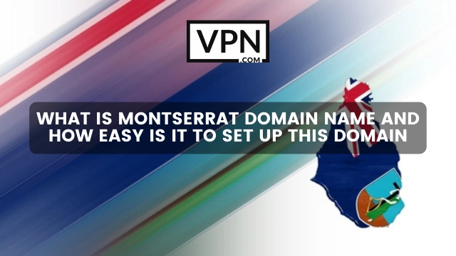 Le texte indique qu'il s'agit d'un nom de domaine .ms et qu'il est facile de créer ce domaine. L'arrière-plan montre le drapeau de Montserrat.